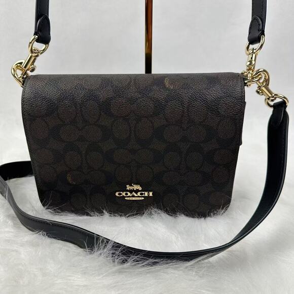 COACH Quinn Bag In Signature Canvas Shoulder/Crossbody Walnut/Black CZ770 NWT - Picture 1 of 6